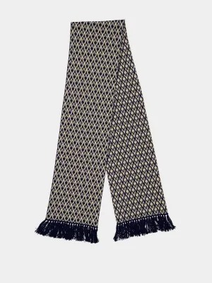 Navy Toute la V Wool Scarf