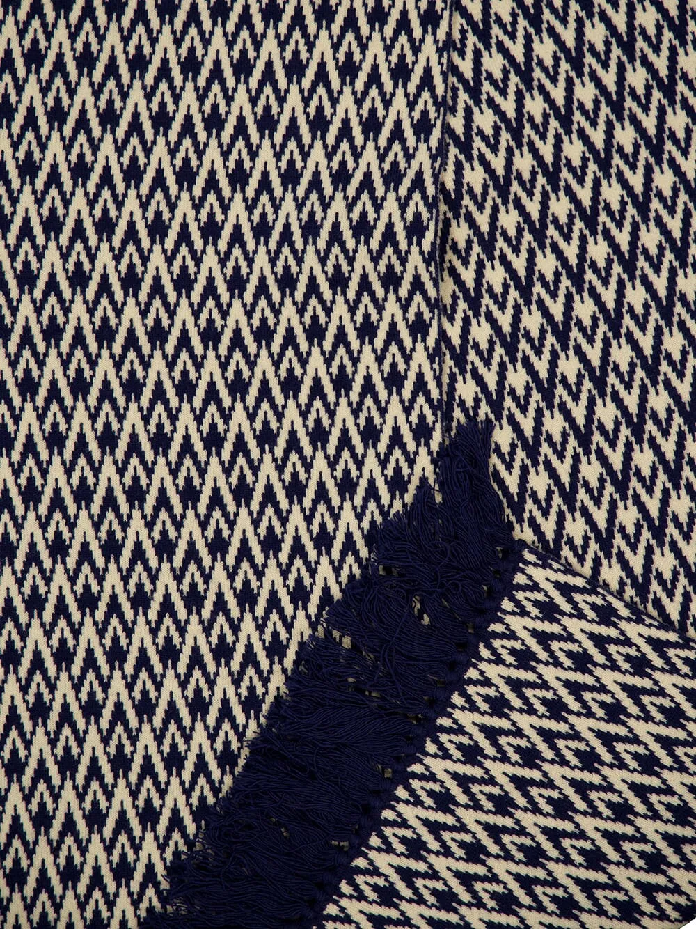Navy Toute la V Wool Scarf