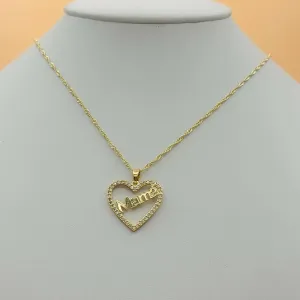 Necklaces - 14K Gold Plated. Mamá Heart Pendant & Chain.