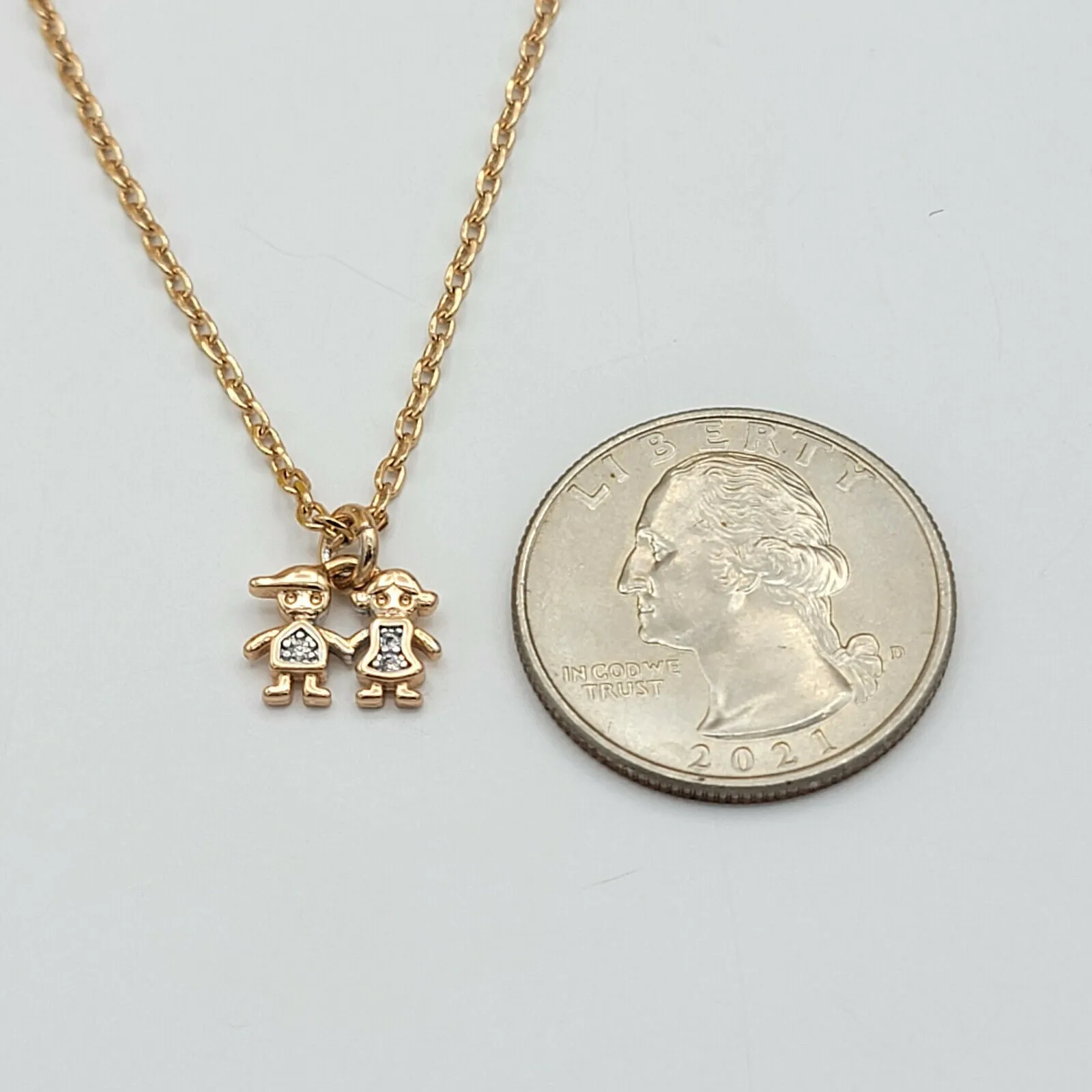 Necklaces - 18K Gold Plated. Boy & Girl Pendant & Chain.
