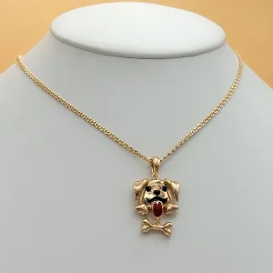 Necklaces - 18K Gold Plated. Dog Movable bone Pendant & Chain.