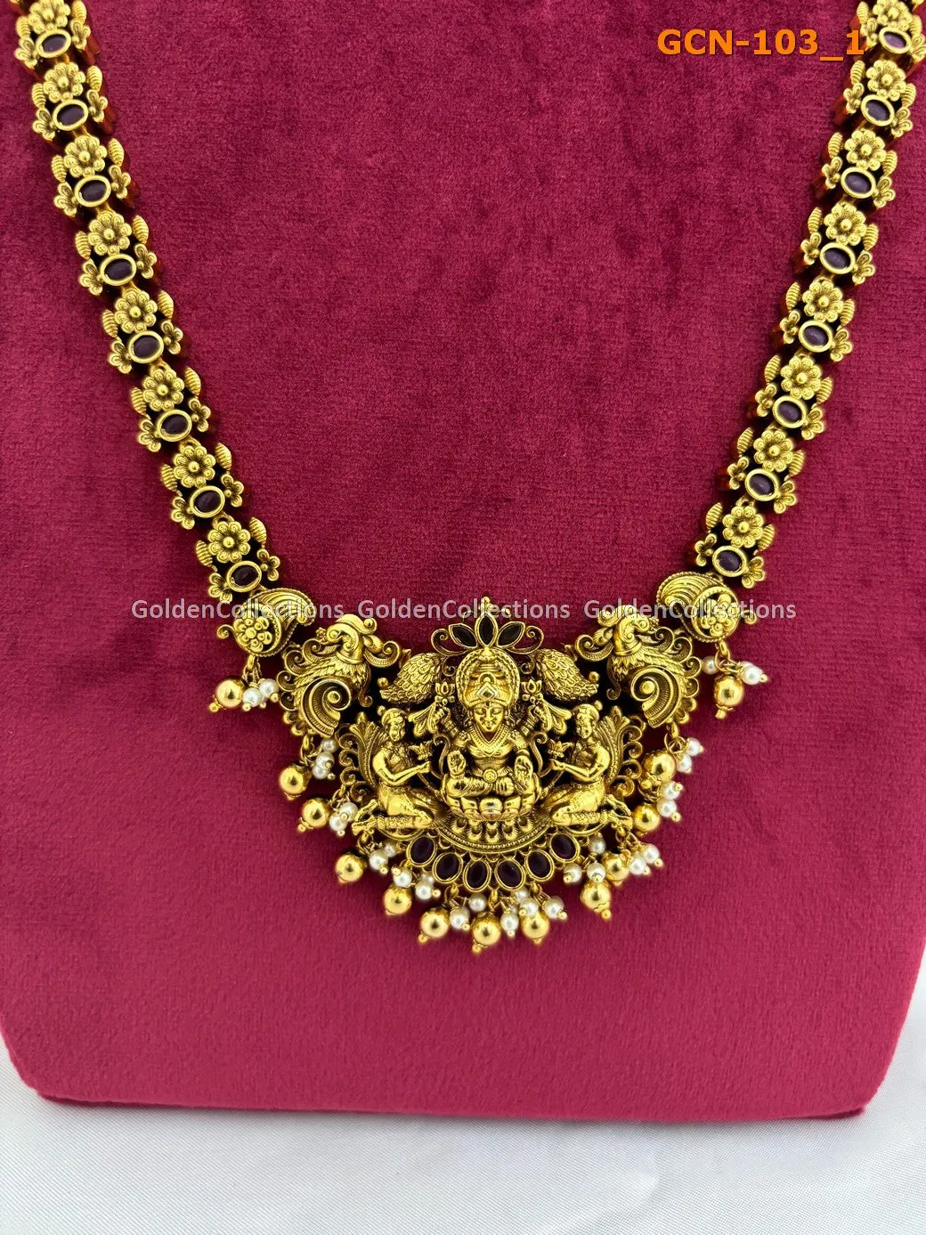 Necklaces In Style 2024 : Latest 1 Gram Gold Jewellery GCN-103