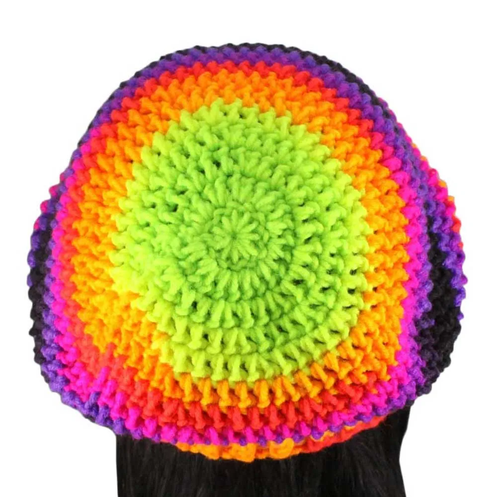 Neon Crochet Beanie Hat with Band Medium/Large - JMCH34ML