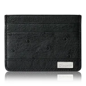 Nero Black - Men Exotic Ostrich Leather Card Holder Slim Wallet