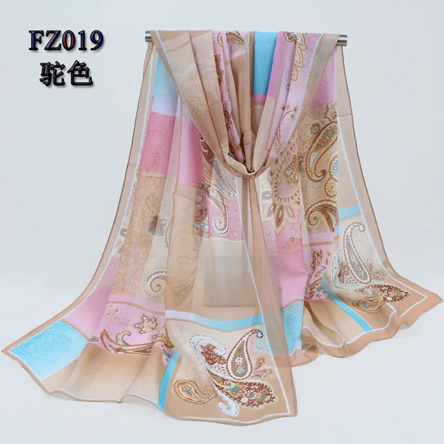 new arrival 2018 spring and autumn chiffon women scarf polyester geometric pattern design long soft silk shawl 004