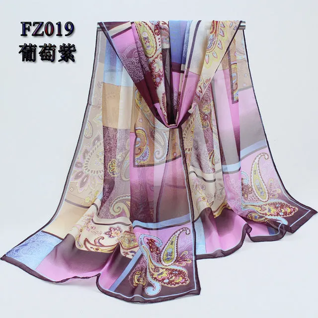 new arrival 2018 spring and autumn chiffon women scarf polyester geometric pattern design long soft silk shawl 004