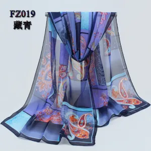 new arrival 2018 spring and autumn chiffon women scarf polyester geometric pattern design long soft silk shawl 004