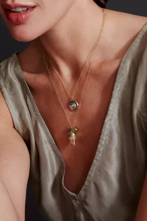 NGF14-15219LQ- 14K Abalone and White Diamond