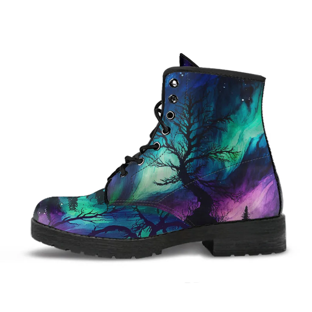 Northern Lights Blue Purple Ankle Boots