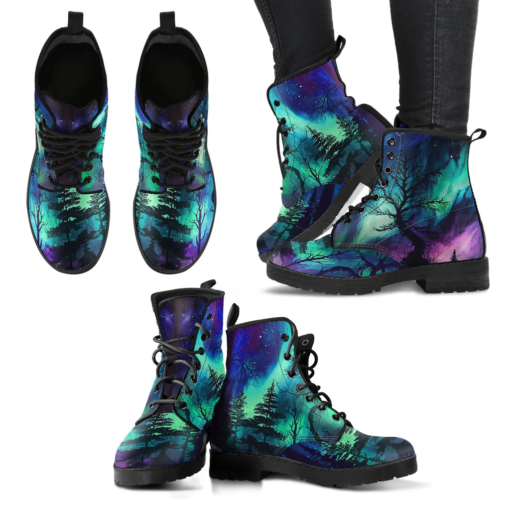 Northern Lights Blue Purple Ankle Boots