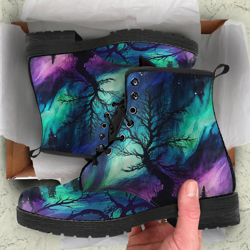 Northern Lights Blue Purple Ankle Boots