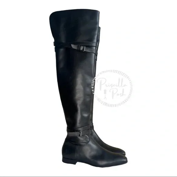 NWB Christian Louboutin Black Leather Thigh High Over the Knee Black Boots 37