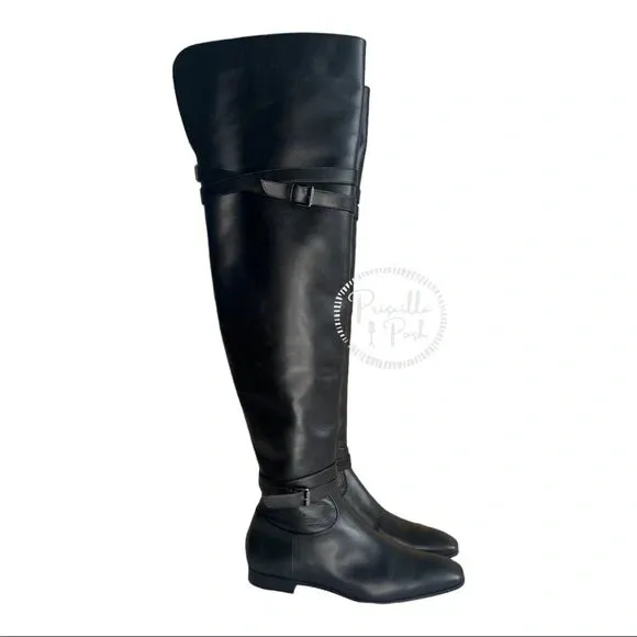 NWB Christian Louboutin Black Leather Thigh High Over the Knee Black Boots 37