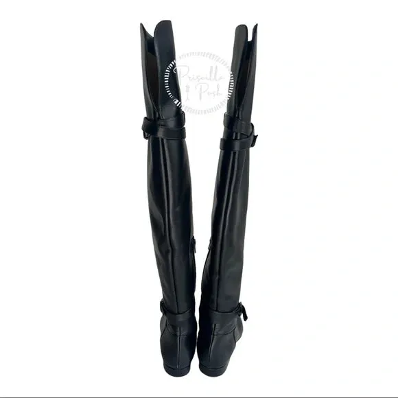 NWB Christian Louboutin Black Leather Thigh High Over the Knee Black Boots 37