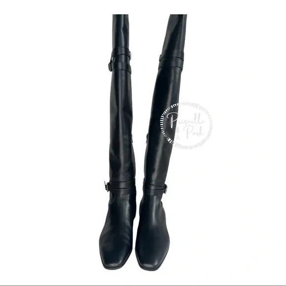 NWB Christian Louboutin Black Leather Thigh High Over the Knee Black Boots 37