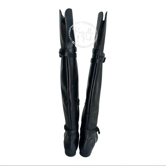 NWB Christian Louboutin Black Leather Thigh High Over the Knee Black Boots 37