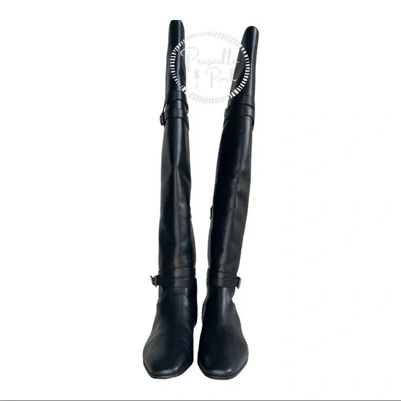 NWB Christian Louboutin Black Leather Thigh High Over the Knee Black Boots 37