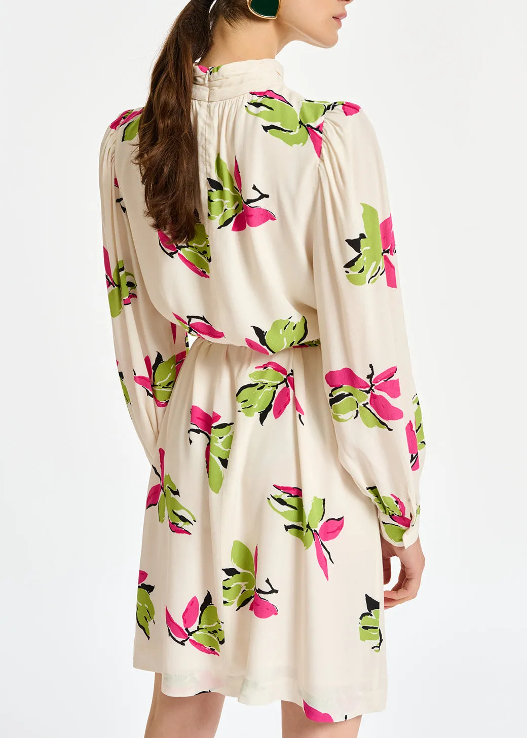 Off-white floral-printed mini dress