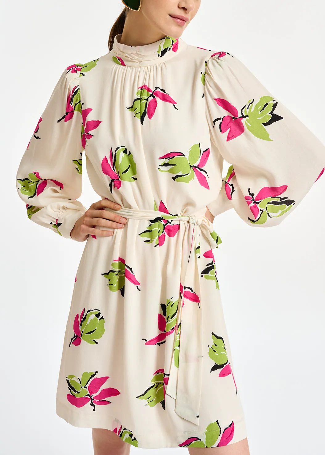 Off-white floral-printed mini dress