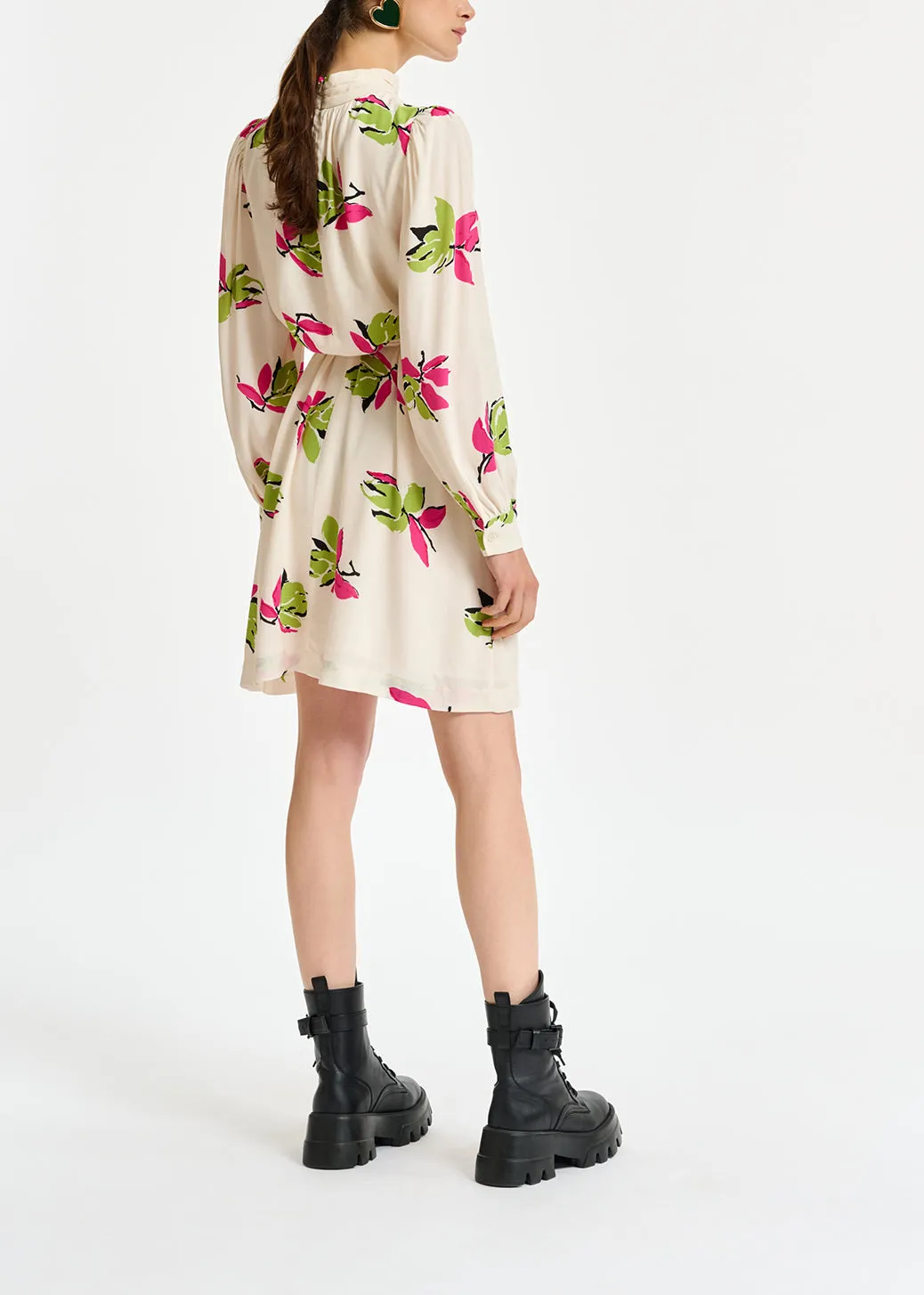 Off-white floral-printed mini dress