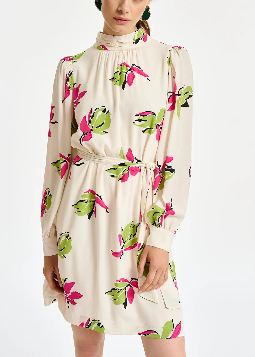 Off-white floral-printed mini dress