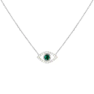 “Ojos” Sterling silver green eye necklace