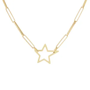 Open Star Link Necklace 14K