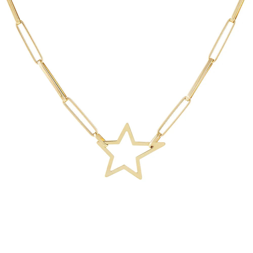 Open Star Link Necklace 14K