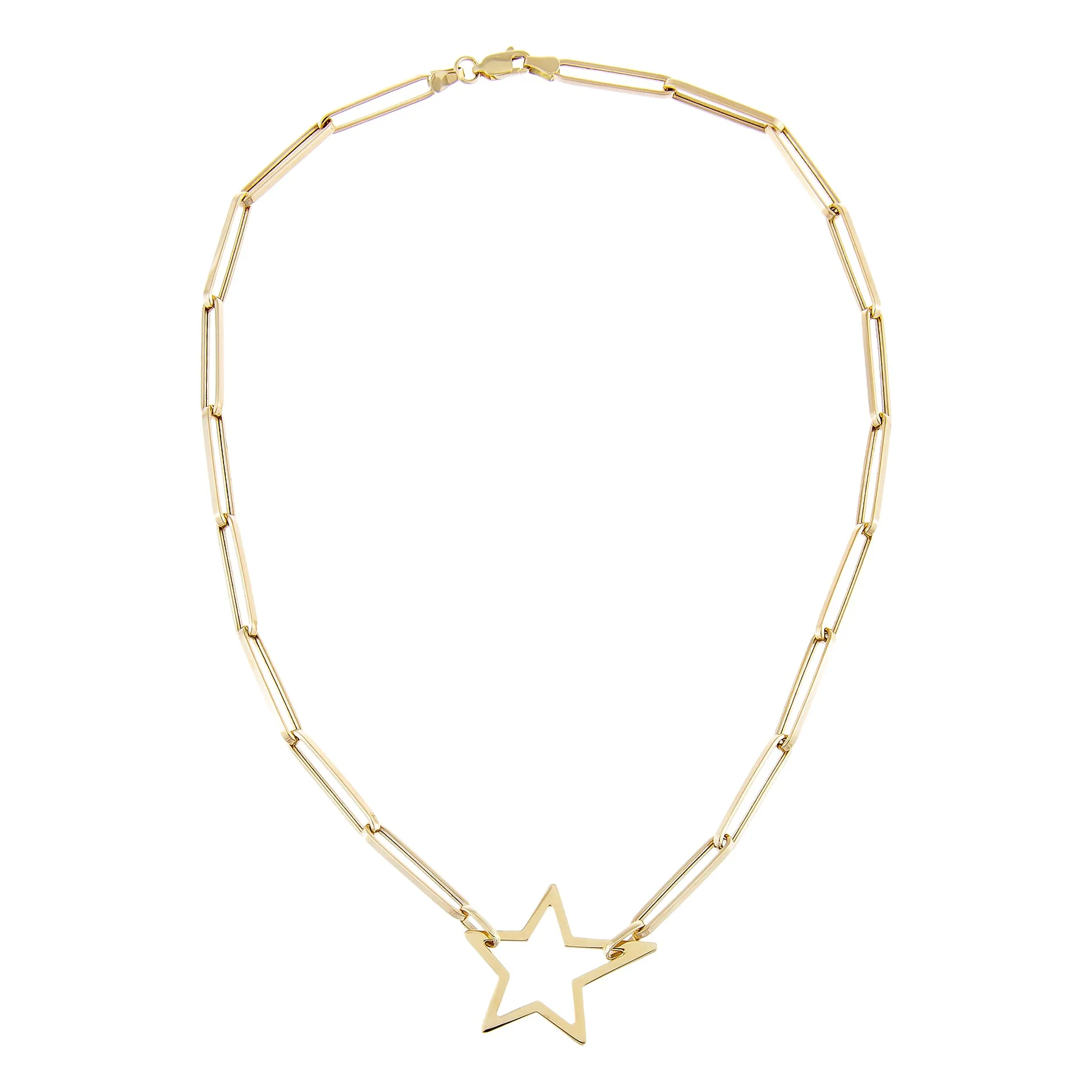 Open Star Link Necklace 14K