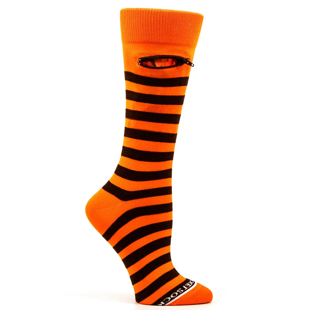 Orange - Black, Fashion Crew Pocket Socks®