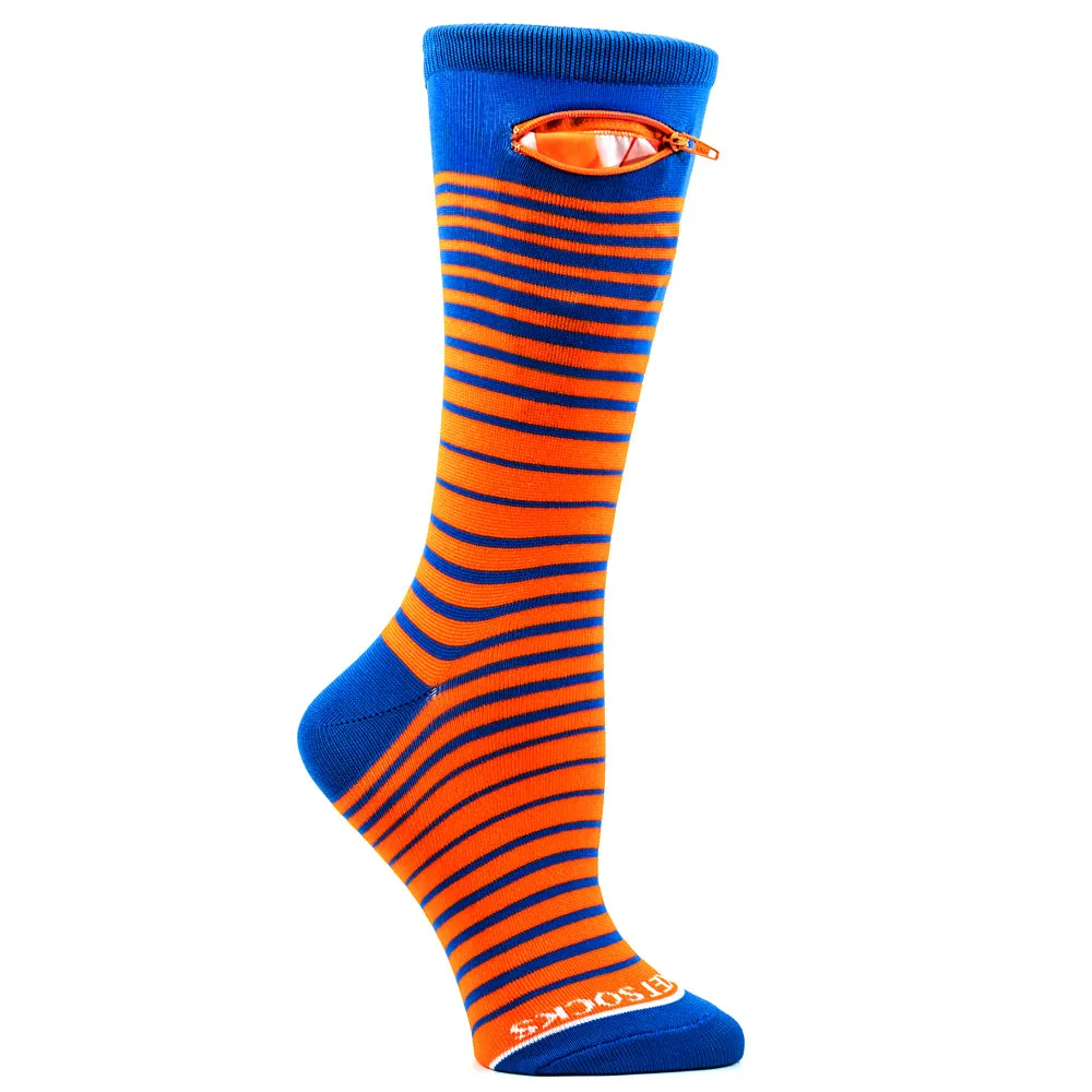 Orange - Royal Blue, Fashion Crew Pocket Socks®