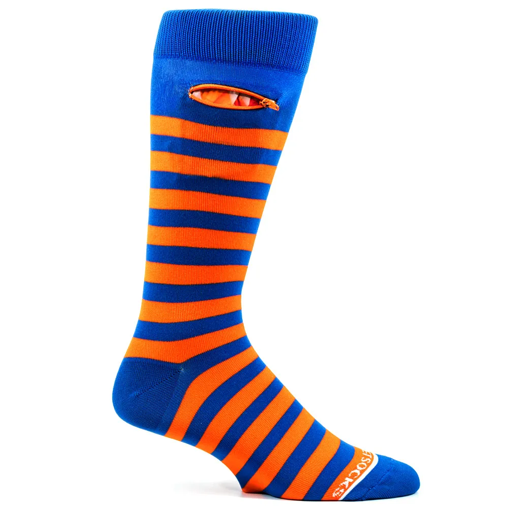 Orange - Royal Blue, Fashion Crew Pocket Socks®