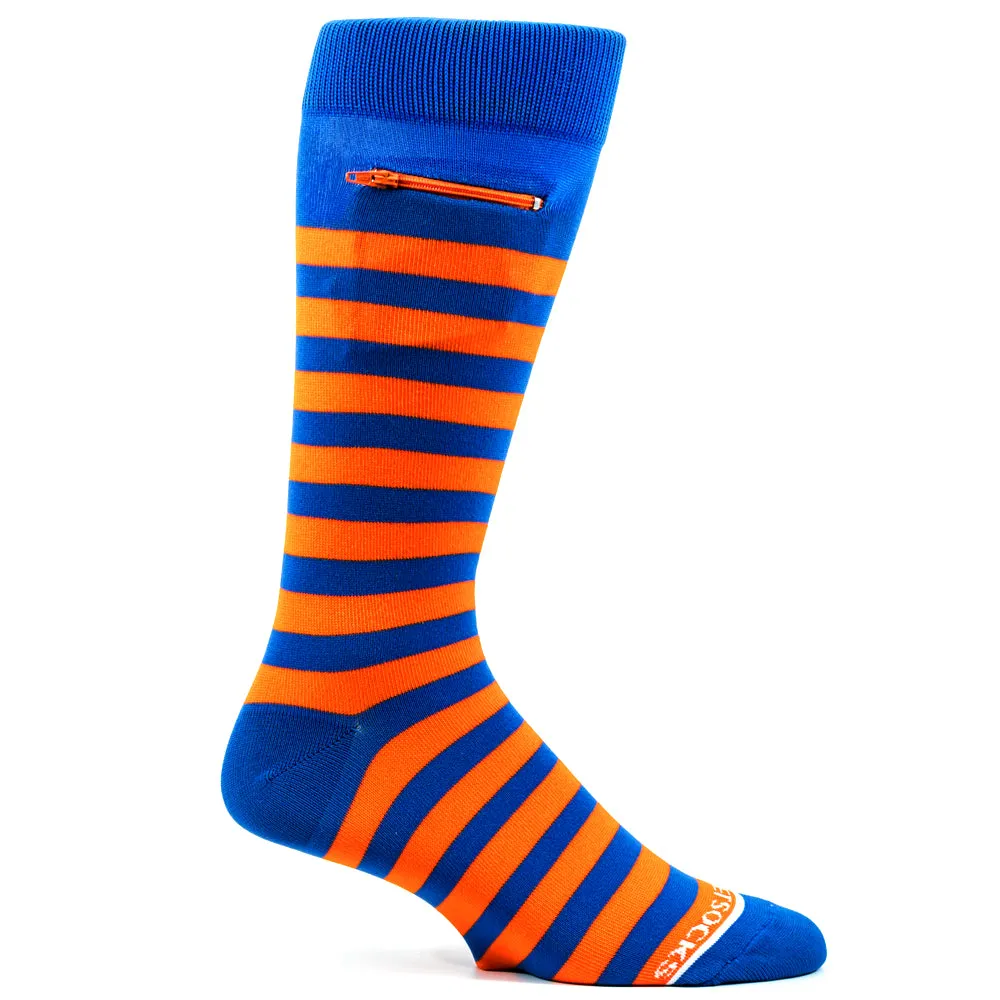 Orange - Royal Blue, Fashion Crew Pocket Socks®