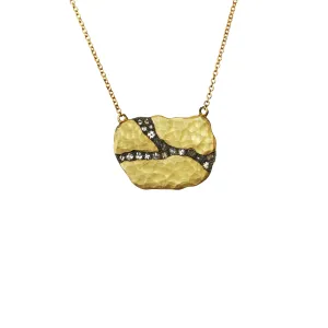 Organic Gold Pendant w/ Inverted Diamonds