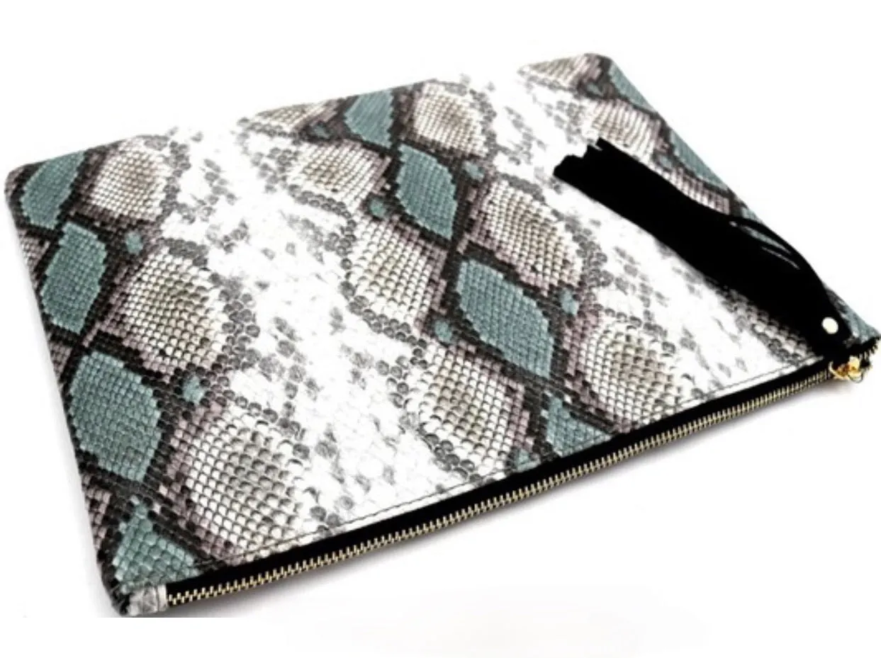 Oversized Red Snake Print Clutch
