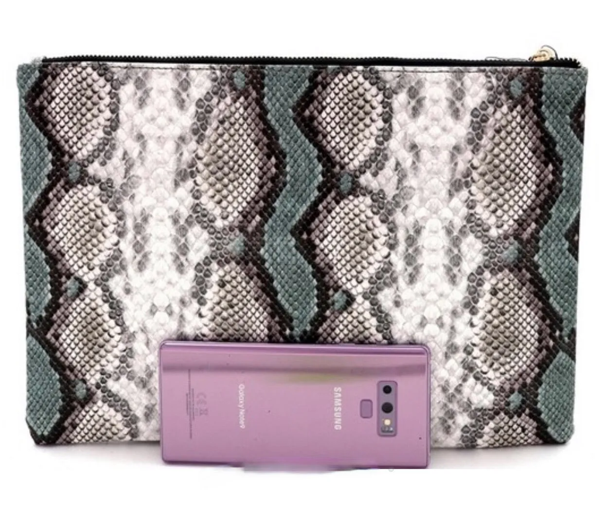 Oversized Red Snake Print Clutch