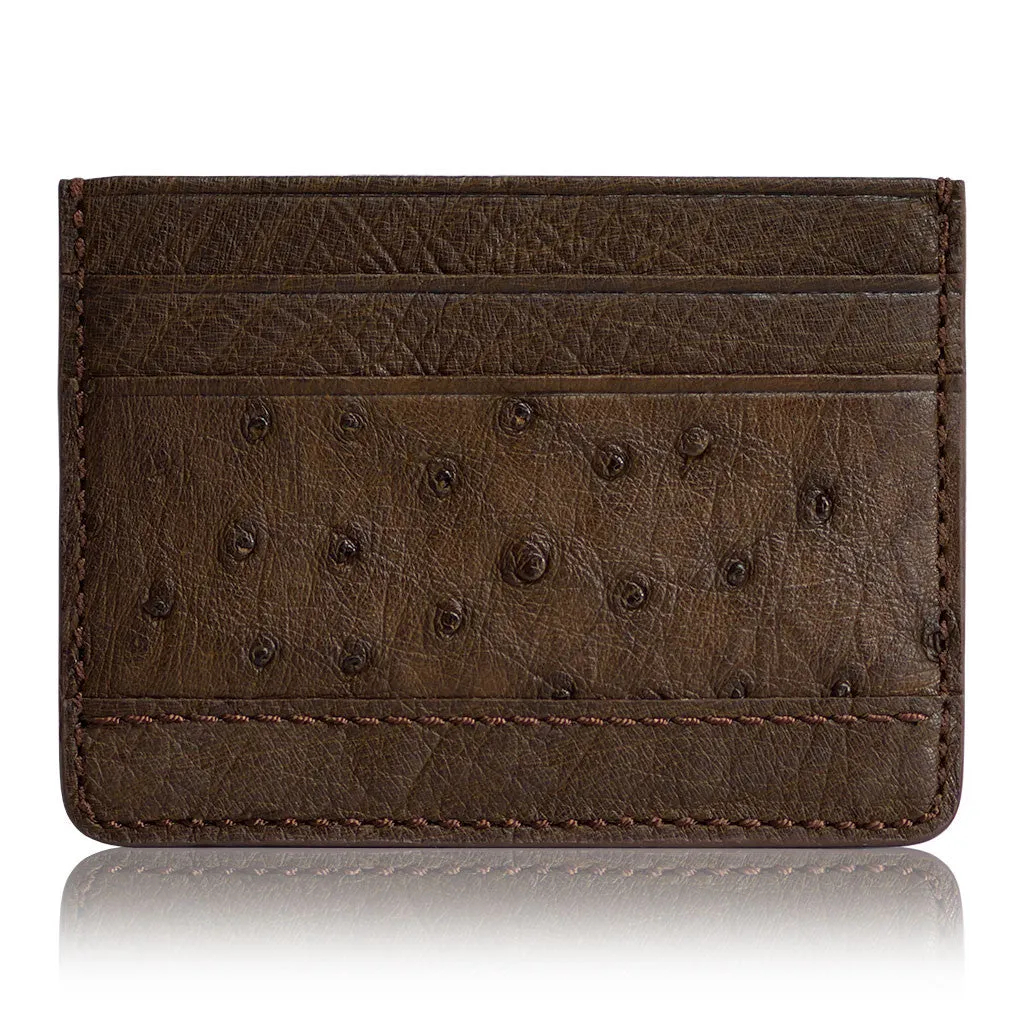 Paris Brown - Men Exotic Ostrich Leather Card Holder Slim Wallet