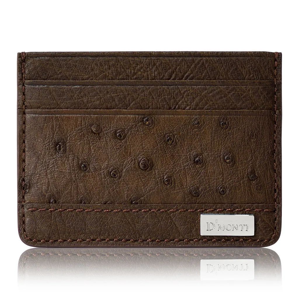 Paris Brown - Men Exotic Ostrich Leather Card Holder Slim Wallet