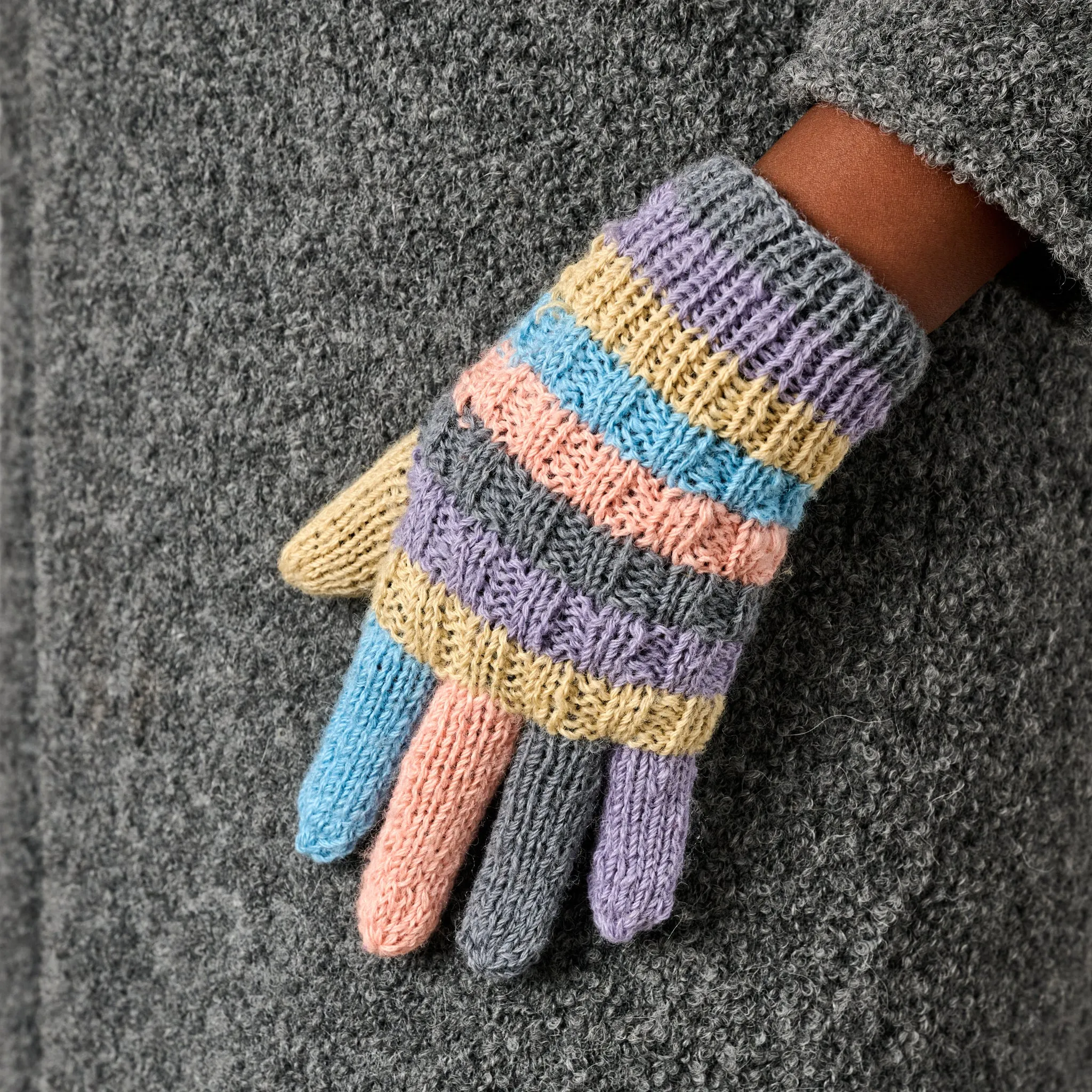 Pastel Stripes Wool Gloves