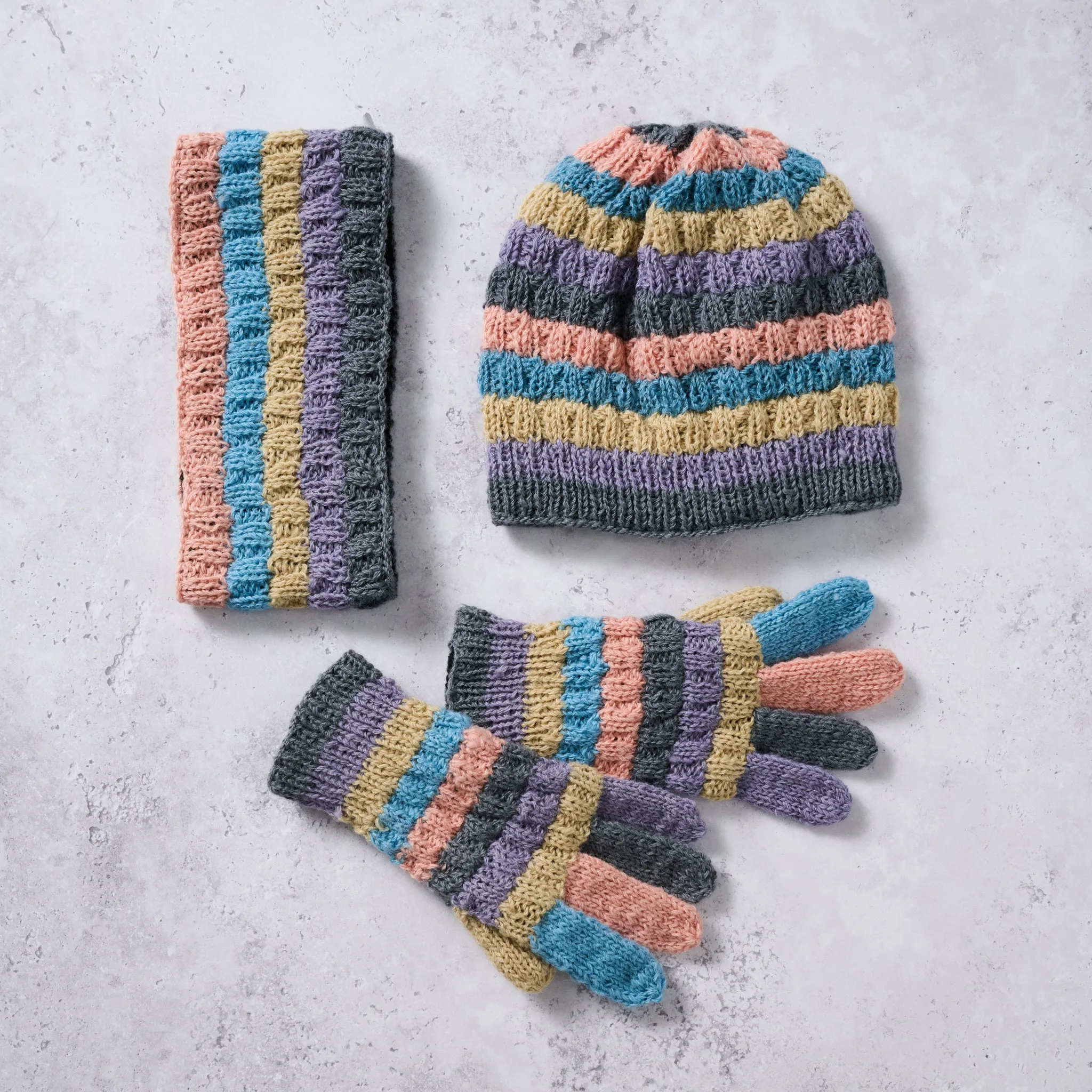 Pastel Stripes Wool Gloves