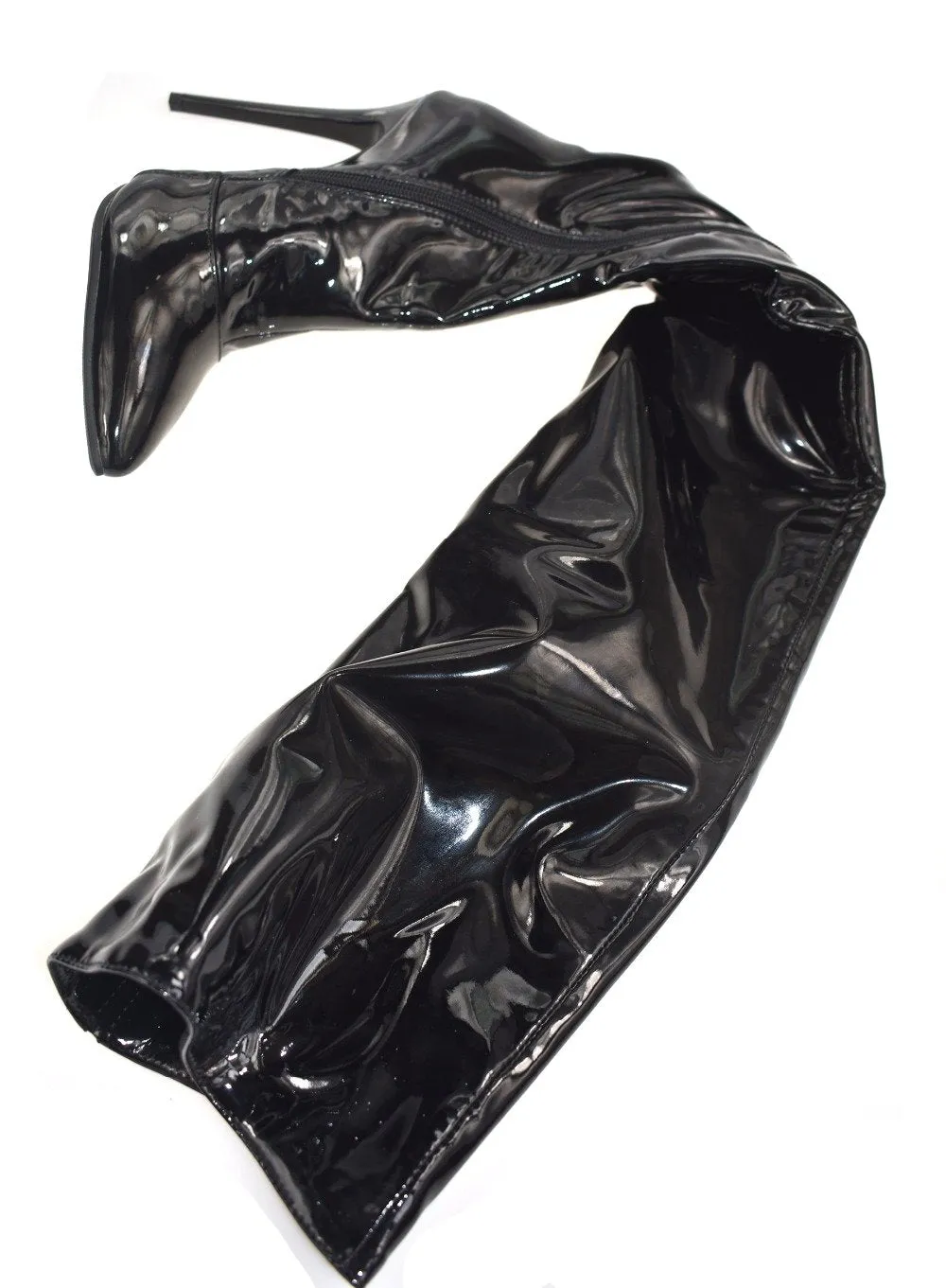 Patent Leather Over the Knee Boots - Red or Black