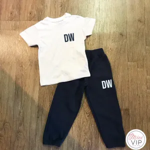 Personalised White/Navy Tracksuit Lounge Set 2