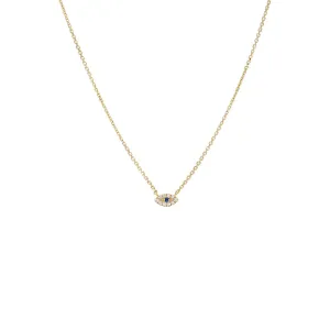 Petite Diamond X Sapphire Evil Eye Necklace 14K