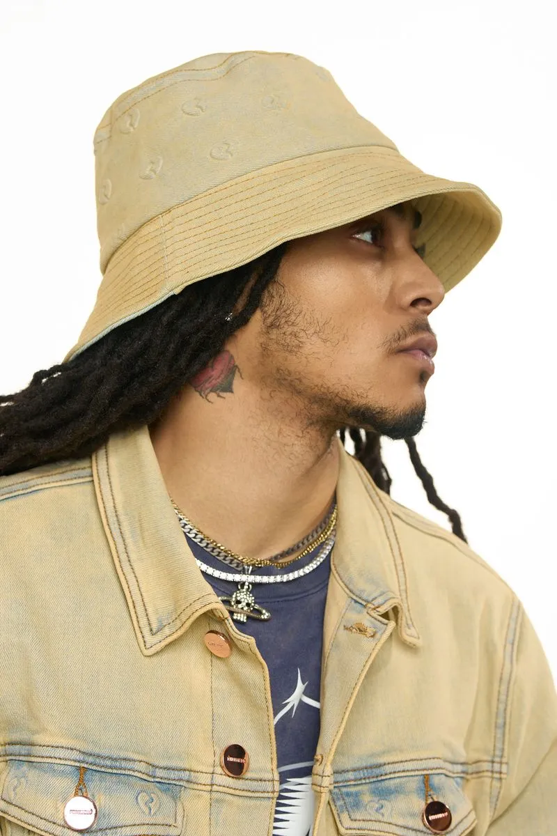 PHEELINGS MENDING HEARTS EMBOSSED BUCKET HAT (SAND/LIGHT BLUE)