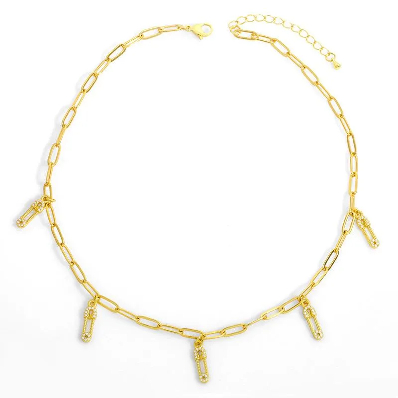 Pin paper clip with Rhinestone cross Necklaces JDC-NE-AS263