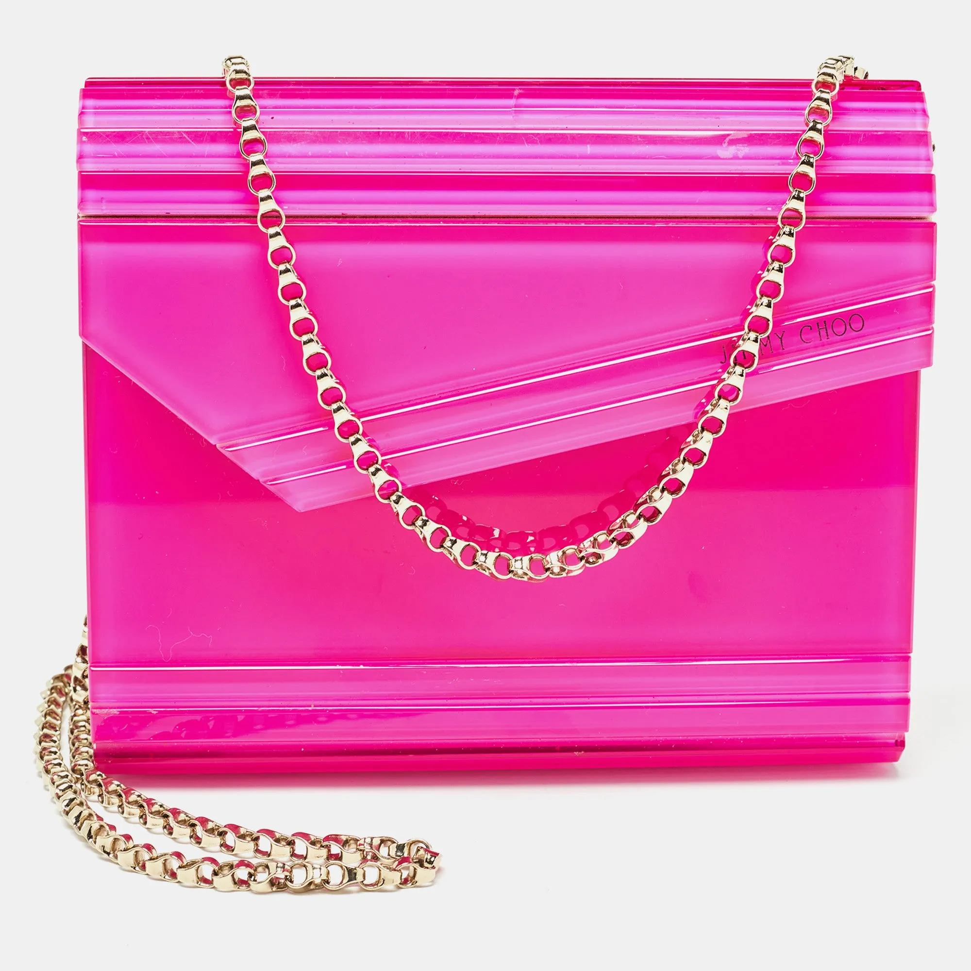 Pink Acrylic and Leather Candy Chain Clutch