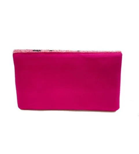 Pink Leopard Print Beaded Clutch
