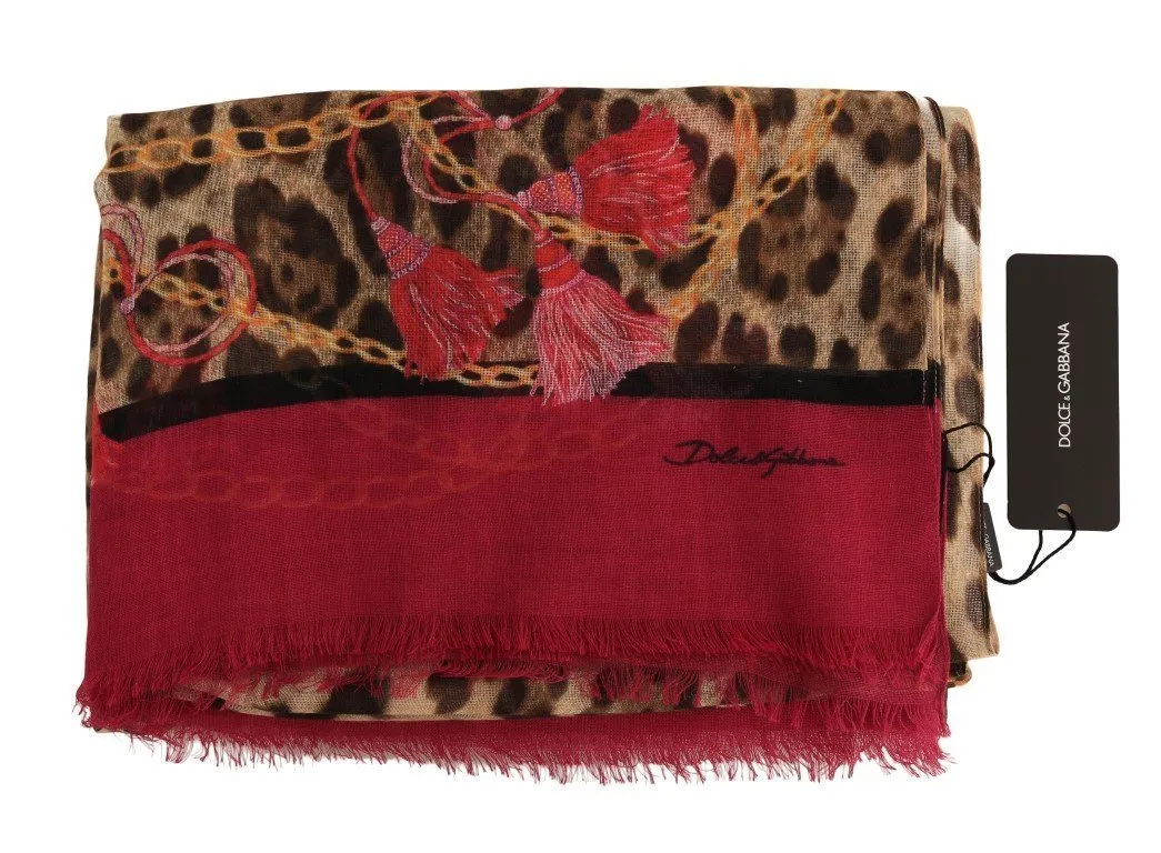 Pink Leopard Silk Cashmere Scarf