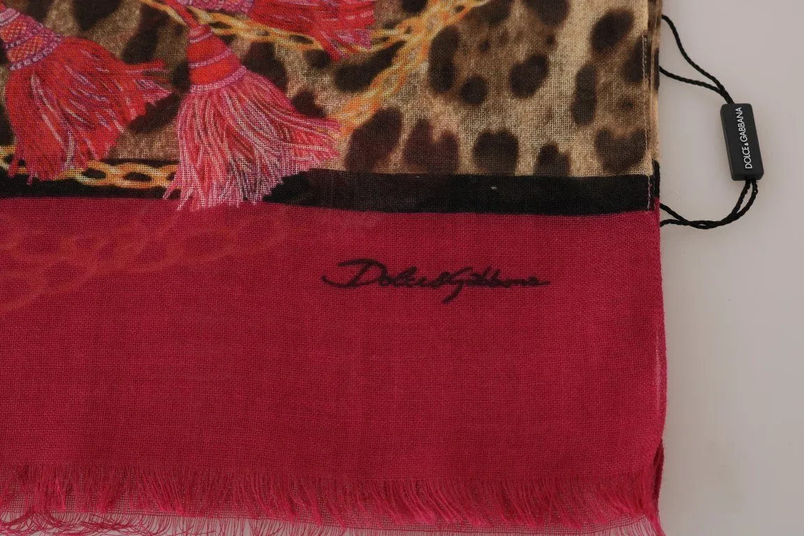 Pink Leopard Silk Cashmere Scarf
