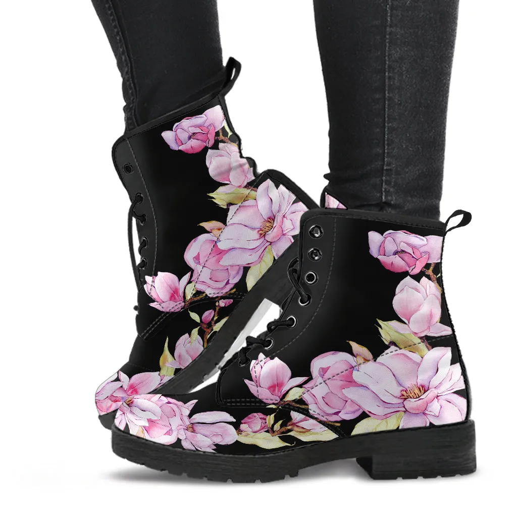 Pink Magnolias Floral Ankle Boots